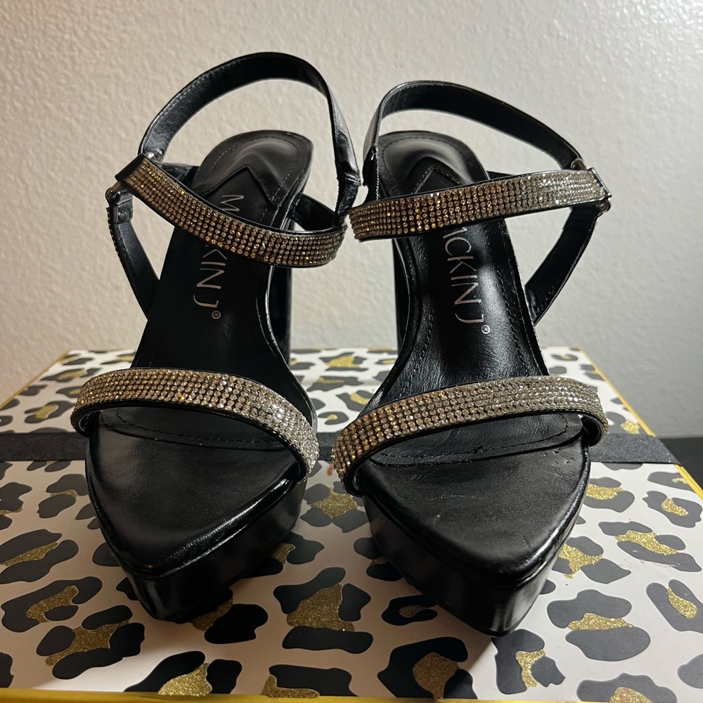 Elegant Black and Silver Heels by